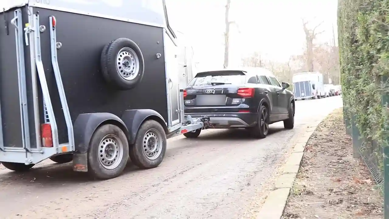 Remolque de caballos tirado por coche