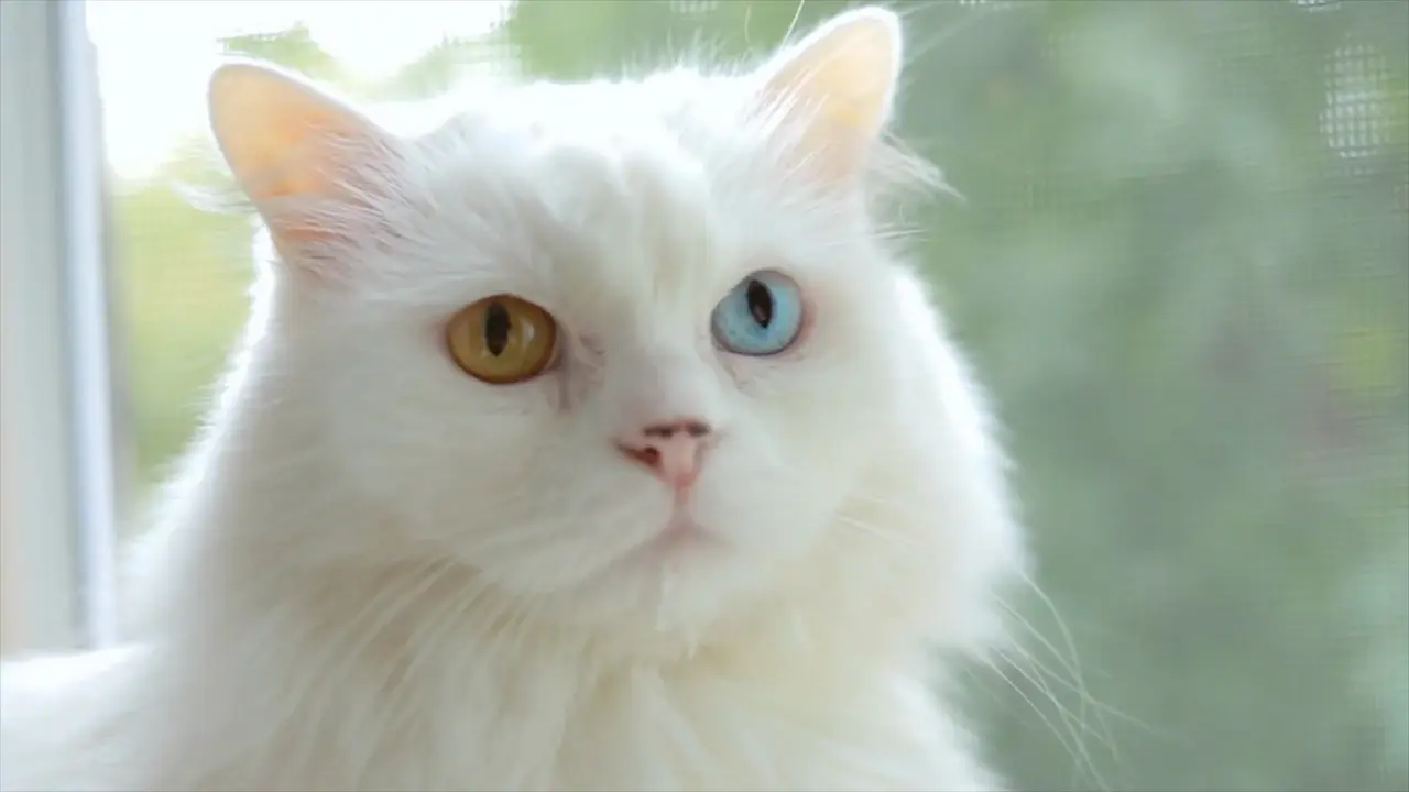 Gato doméstico blanco con ojos de color