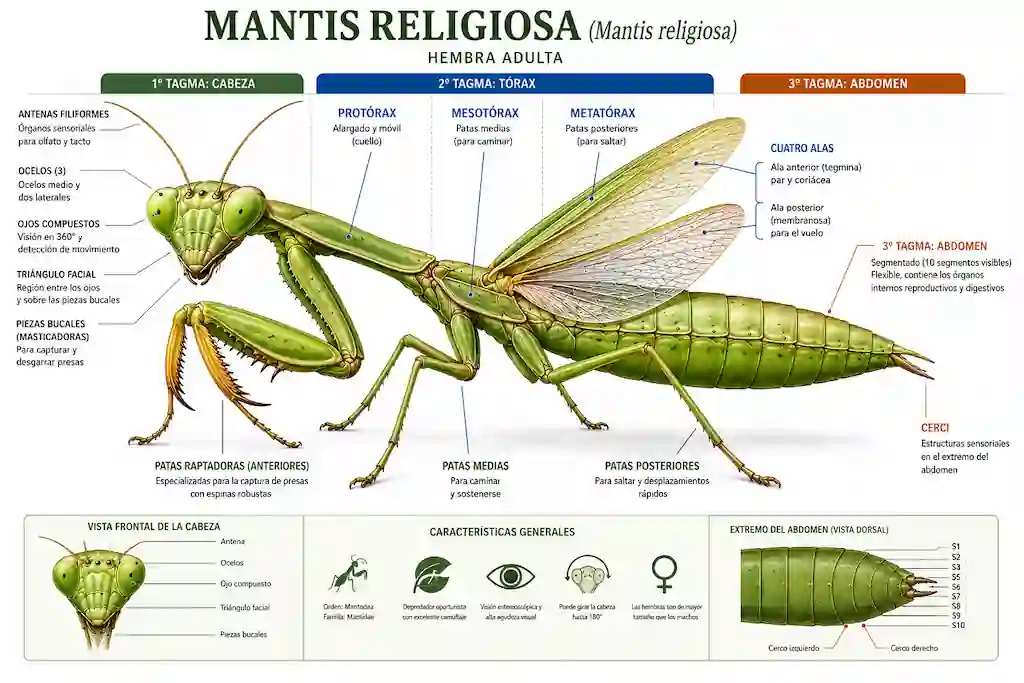 Morfología y Anatomía de la Mantis Religiosa: Guía Visual Completa ...